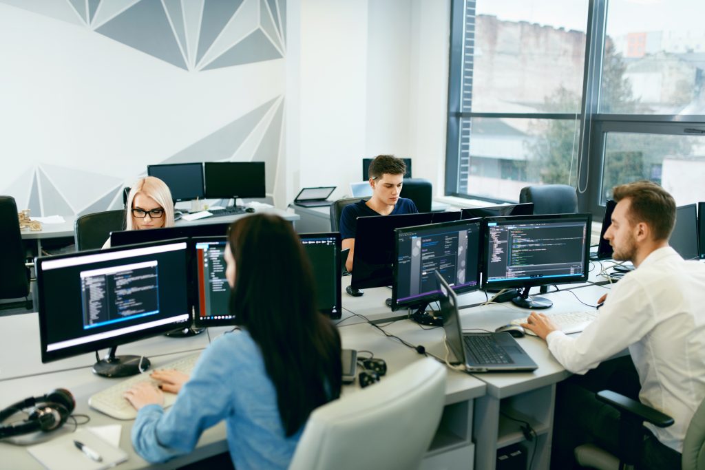 young team working in business offices