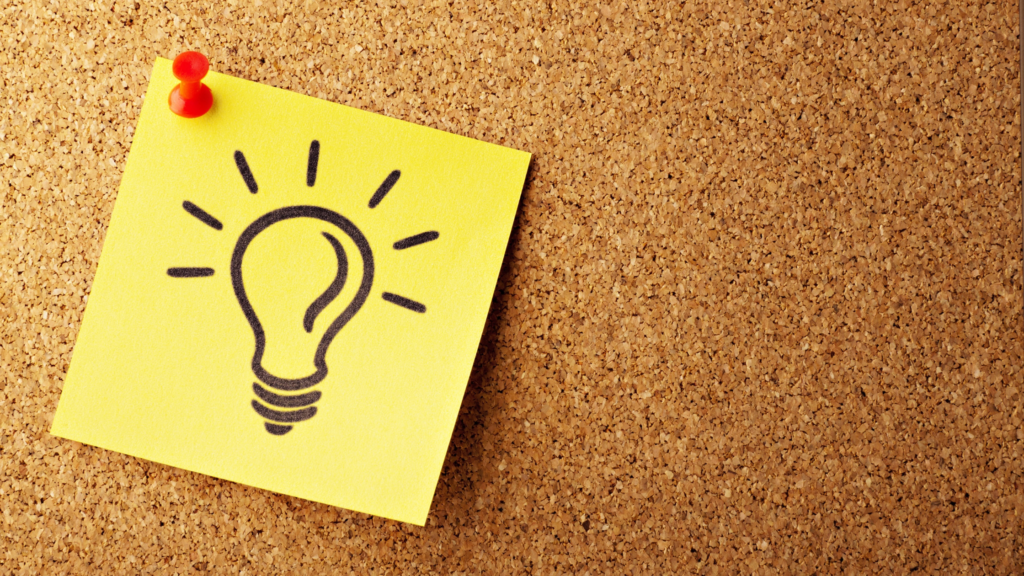 Post-it note showing a lightbulb