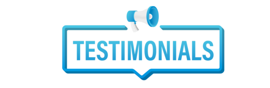 An image that says testimonial. 